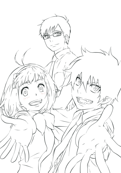 Раскраски аниме синий экзорцист