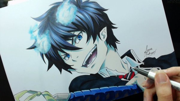 Синий экзорцист Рин Окумура рисовать