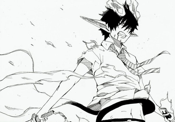 Рин Окумура черно белый