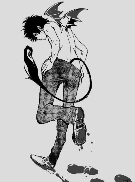 Рин карандашом из аниме синий экзорцист