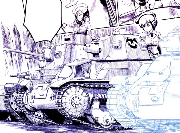 Раскраска девушки и танки