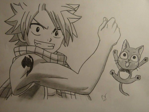 Хвост феи Нацу карандашом