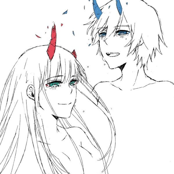 Милый во Франксе Хиро с рогами