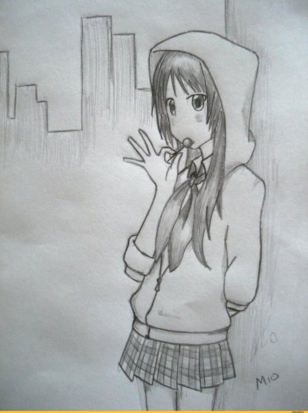 Аниме карандашом на столе