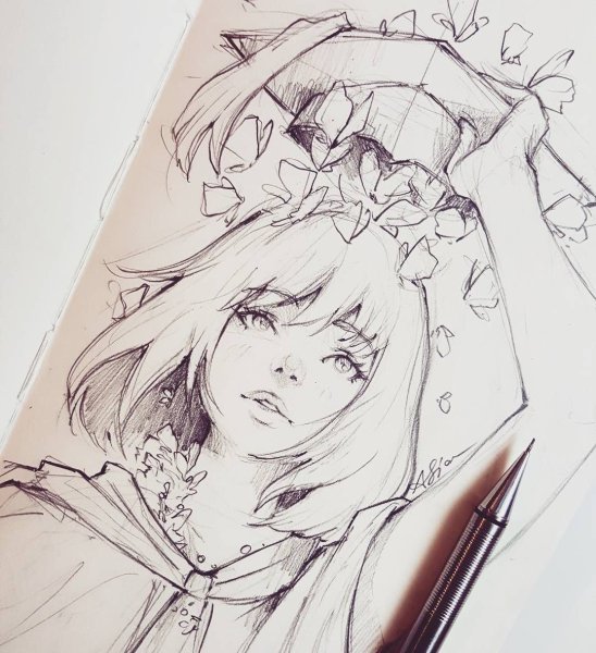 Карандашный набросок манги