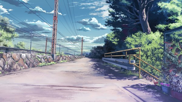 Аниме парк с лавочками