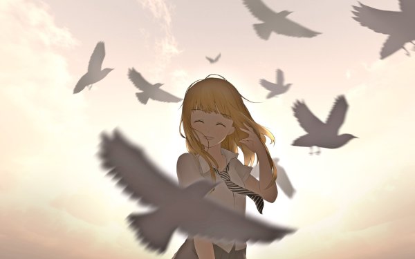 Аниме девушка птица