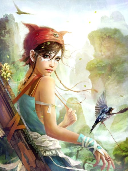 Девушка с птичкой