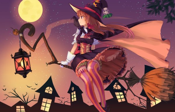 Аниме ведьмочка Хэллоуин