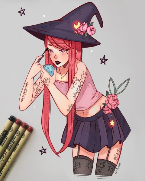 Розовая ведьма арт
