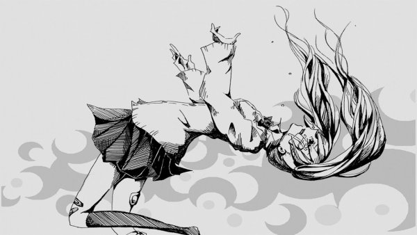 Девушка падает чб