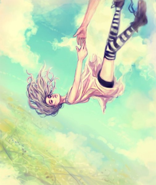 Девушка падает скетч