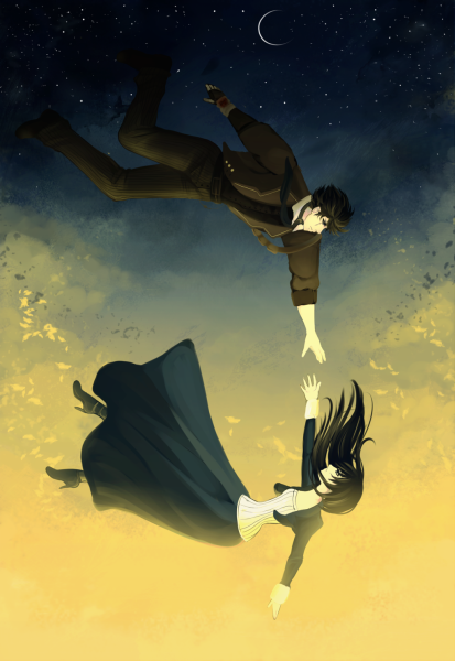 Аниме девушка падает