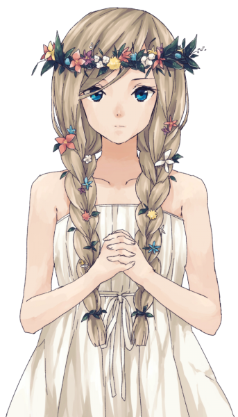 Аниме девушка с венком