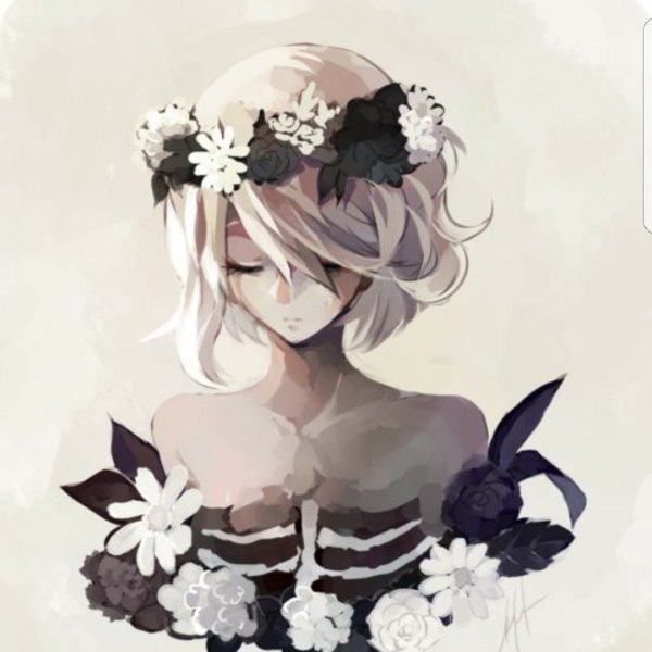 Аниме девушка с венком на голове