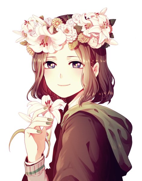 Аниме девушка с венком на голове