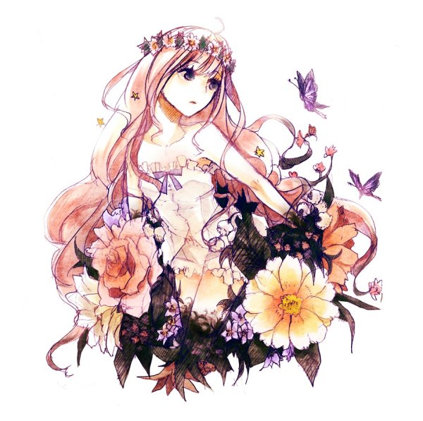 Аниме девушка с цветком