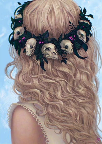 Девушка с венком на голове арт