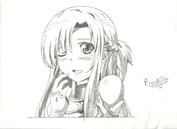 Аниме карандашом Асуна