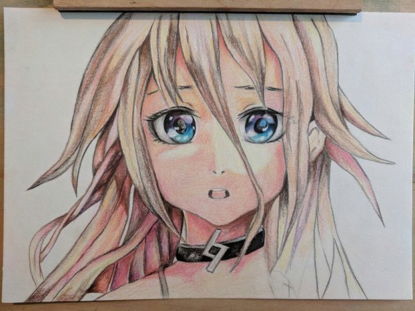 Рисунки аниме цветными карандашами простые