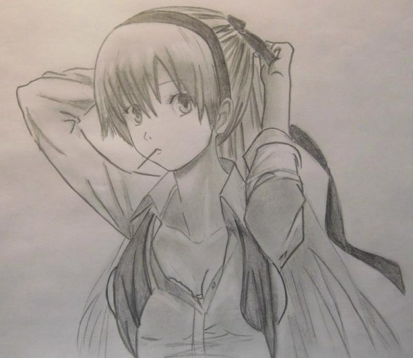 Картинки аниме карандашом девушки
