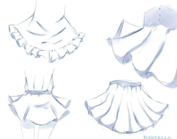 Складки на платье аниме