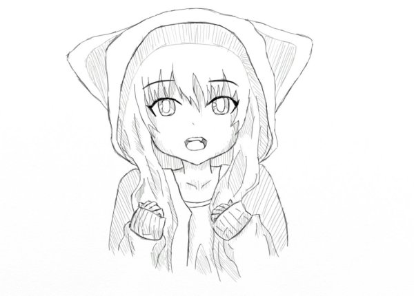 Аниме девочка карандашом