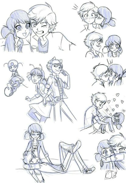 Леди баг и Адриан для срисовки