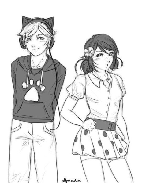 Раскраска Маринетт и Эдриан