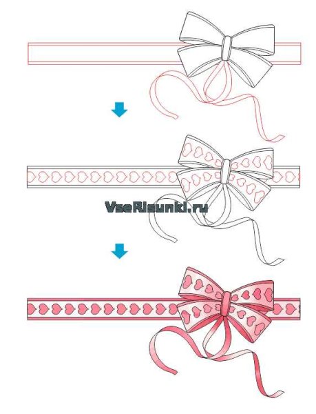 Поэтапное рисование банта