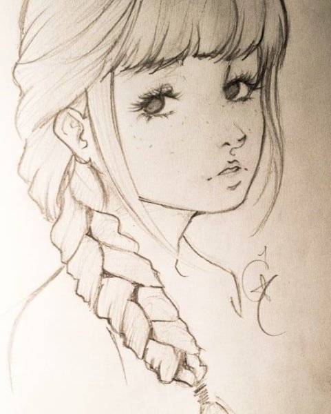Аниме набросок углём