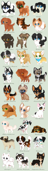 Породы собак в аниме стиле