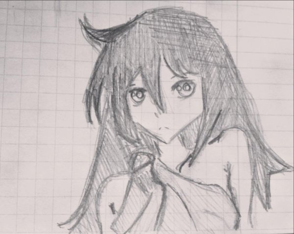 Аниме карандашом в тетради