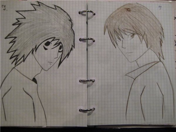 Аниме зарисовки в тетради