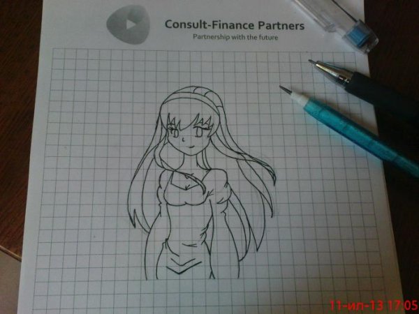 Аниме рисунки в клеточку в тетради