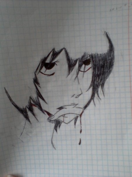 Аниме ручкой в тетради