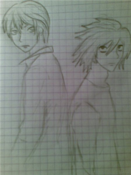 Аниме карандашом в тетради