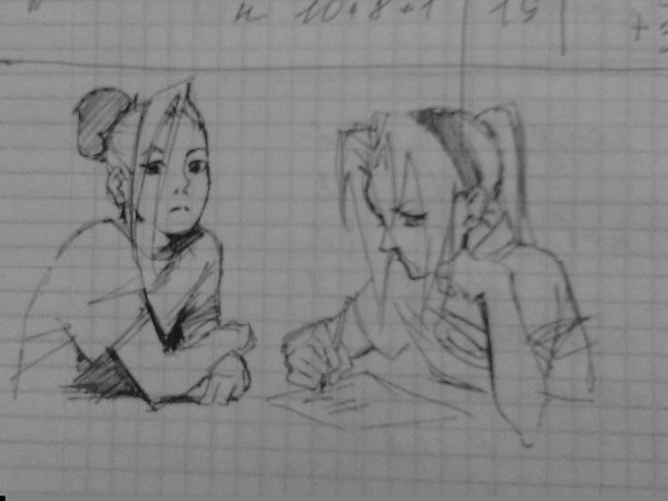 Рисунок Наруто в тетради в клетку