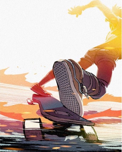 Девочка со скейтом арт