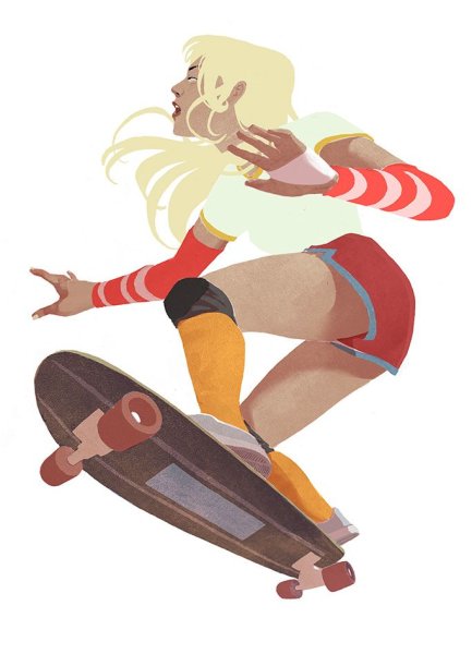 Девочка со скейтом арт