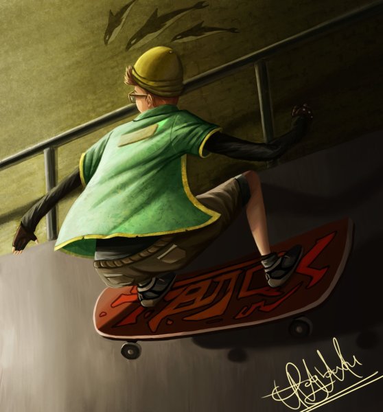 Скейтбордист арт