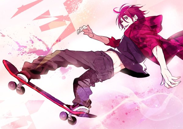 Аниме Рин Мацуока на скейте