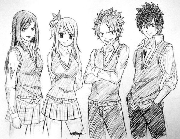 Аниме хвост феи персонажи для срисовки