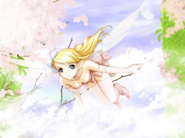 Аниме девушка летит