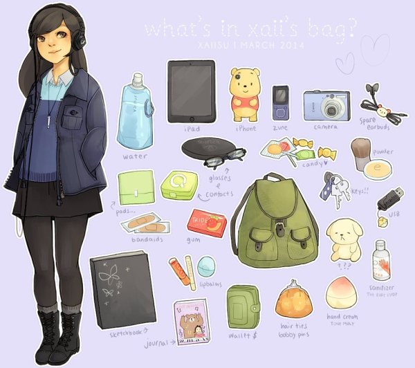 Аниме персонаж с сумкой