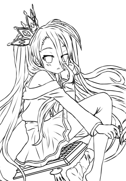 Нет игры нет жизни Широ черно белая