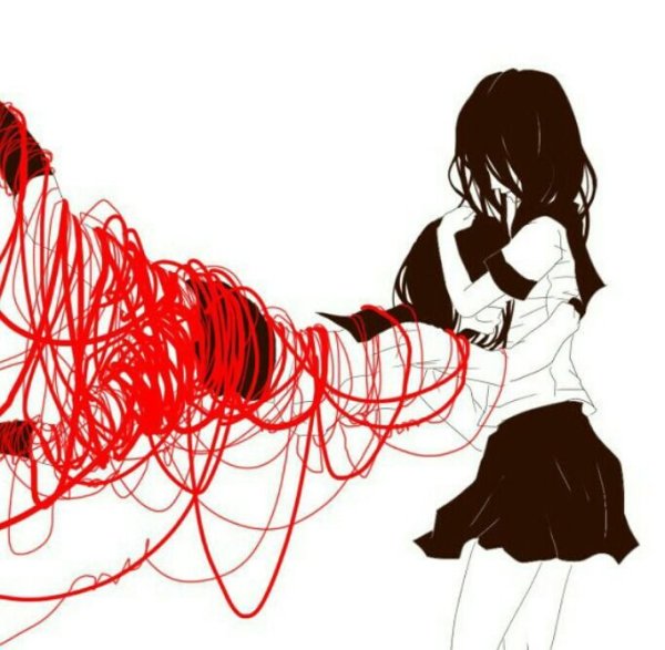 Аниме девушка с нитями