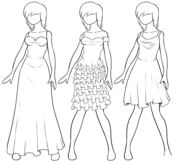 Рисунки карандашом платья для начинающих