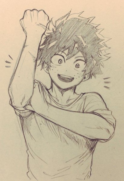 Моя геройская Академия Мидория карандашом