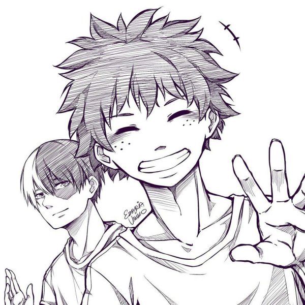 Тодороки и Мидория раскраска